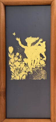 1996 gold leaf on glass over wood 12 x 6 inches